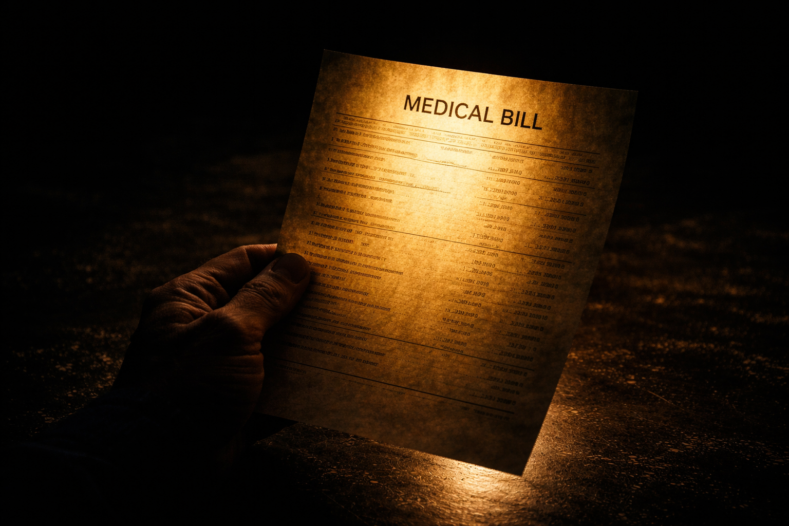 Bill held up to golden light, moment of clarity